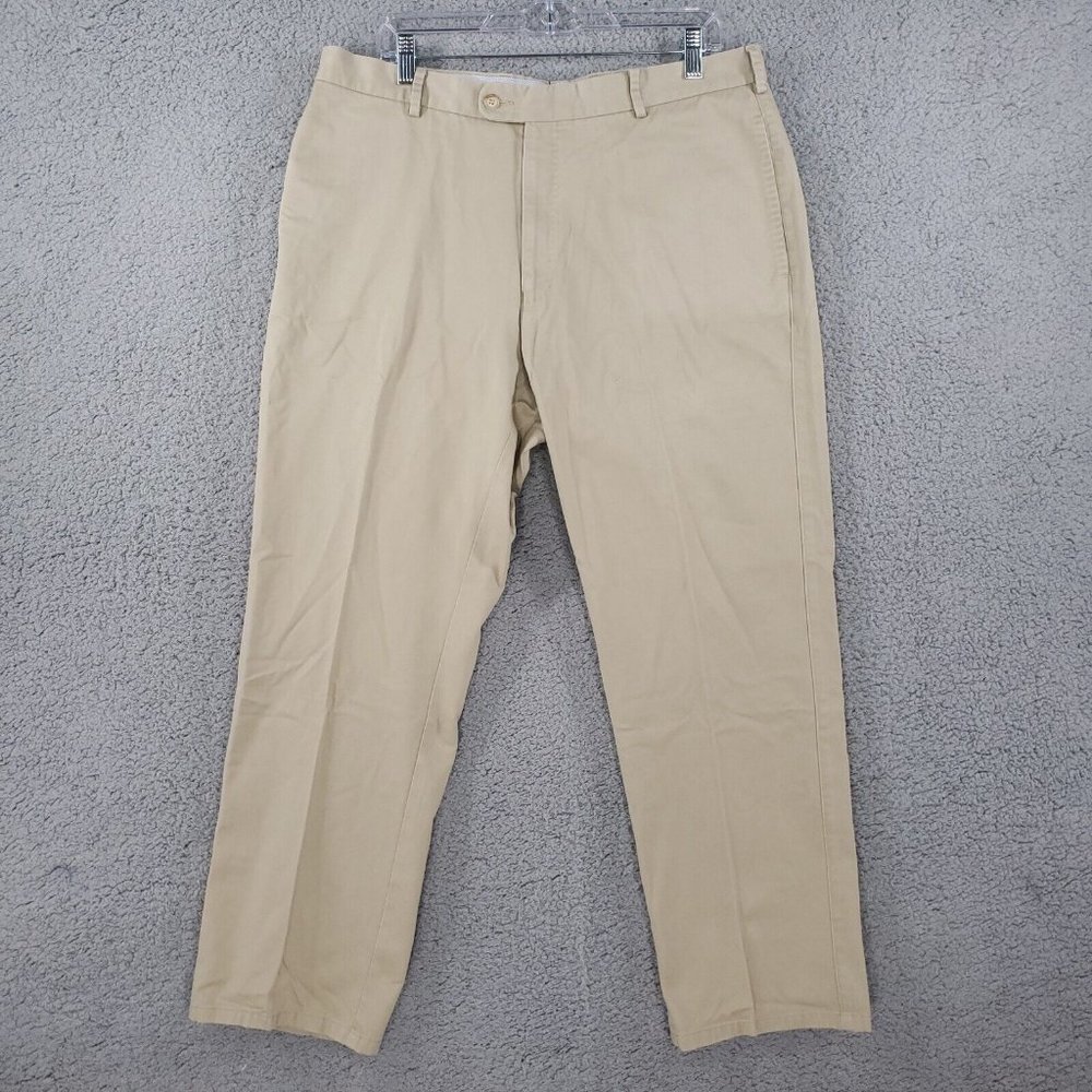 PETER MILLAR Flat-Front Casual Golf Pants Men's 36x30 Khaki Chinos